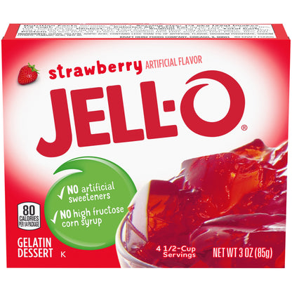 Jell-O Strawberry Instant Gelatin Mix, 3 oz Box