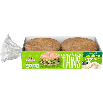 Oroweat Sandwich Thins Veggie Herb  Cauliflower 6 Ct 12 O