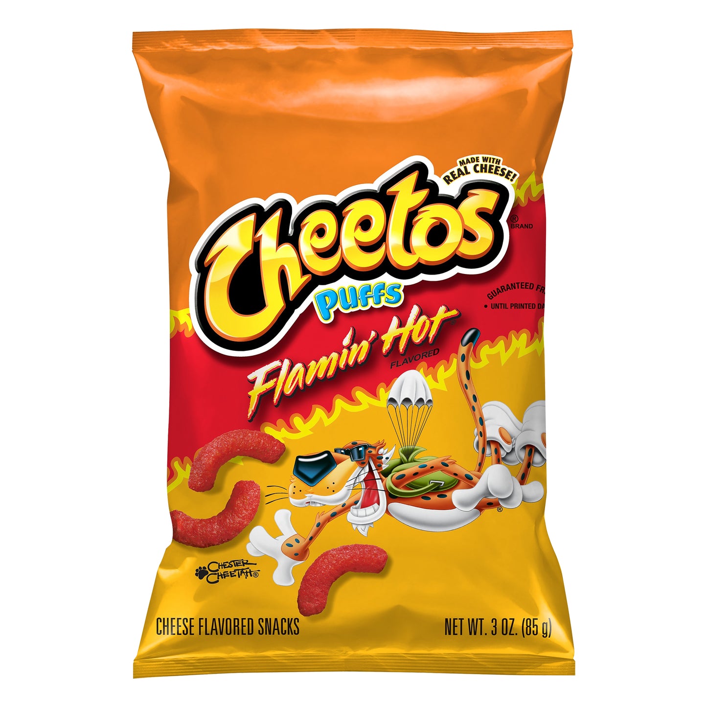 Cheetos Flamin' Hot Puffs Cheese Flavored Snacks 3 oz