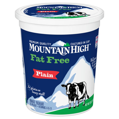 Mountain High Fat Free Plain Yoghurt 32 oz