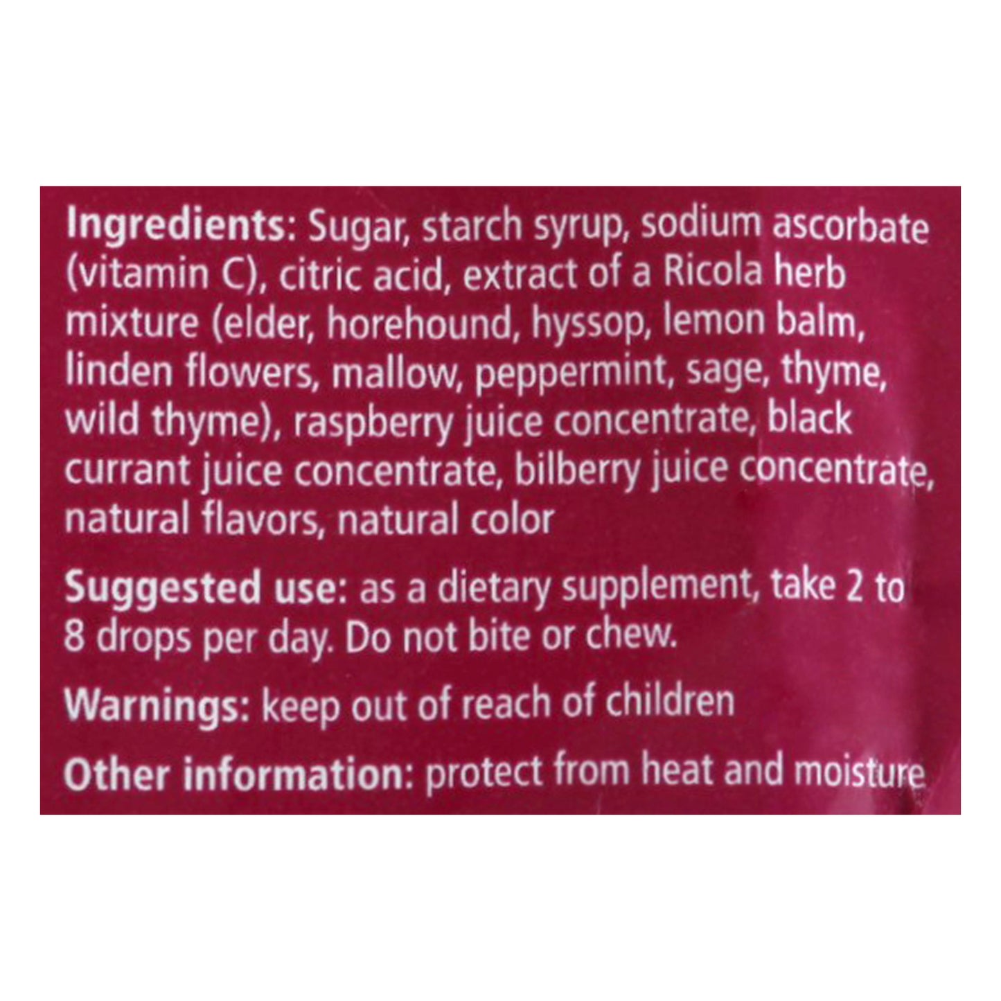 Ricola Mixed Berry with Vitamin C Supplement Drops 19 ea