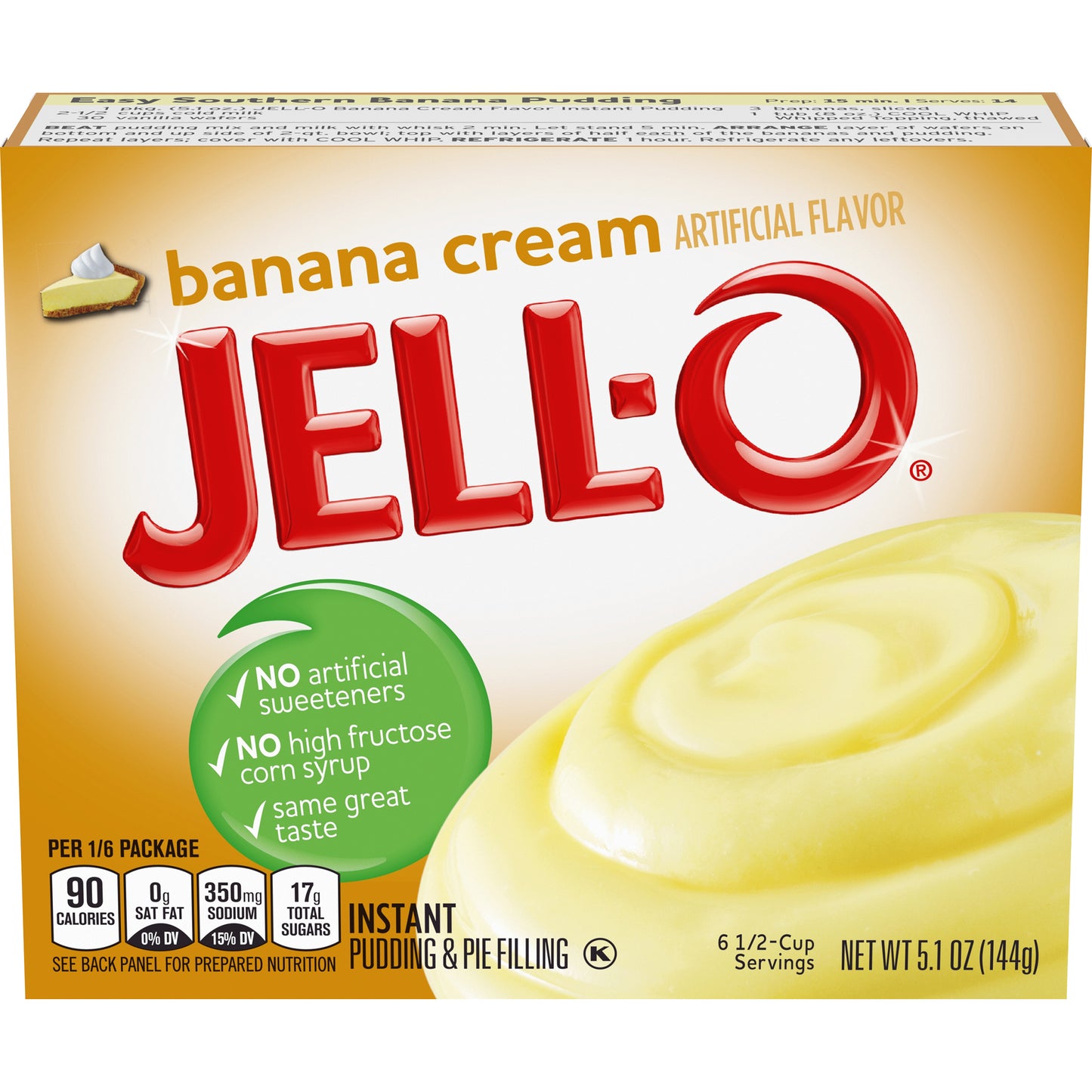 Jell-O Banana Cream Instant Pudding & Pie Filling Mix, 5.1 oz Box