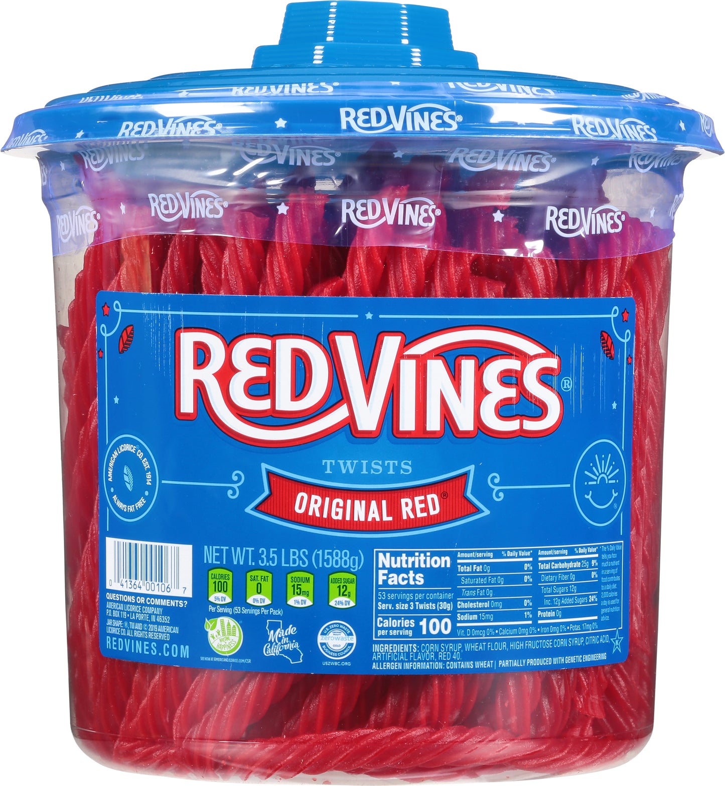 Red Vines Twists Original Red Candy 3.5 lb