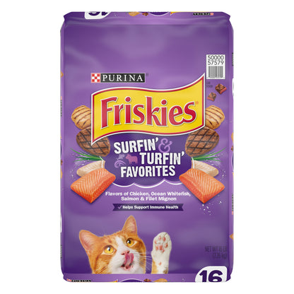 Purina Friskies Dry Cat Food, Surfin' & Turfin' Favorites - 16 lb. Bag