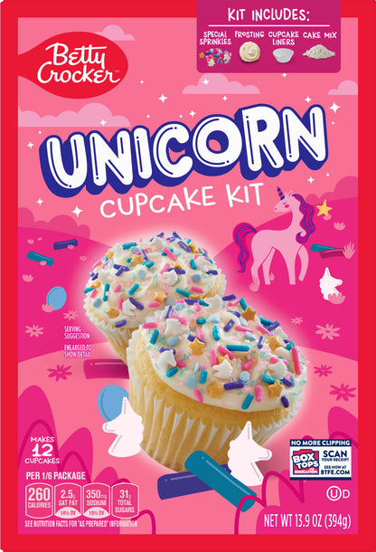 Betty Crocker Ready to Bake Unicorn Cupcake Kit, 13.9 oz, 12 ct
