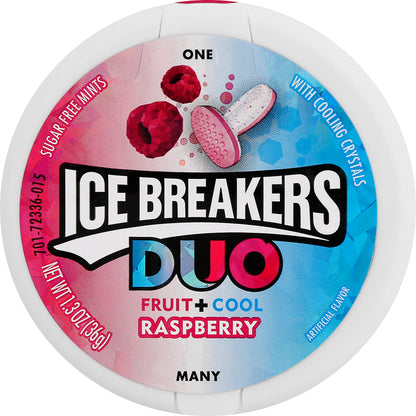 Ice Breakers Duo Sugar Free Fruit + Cool Raspberry Mints 1.3 oz
