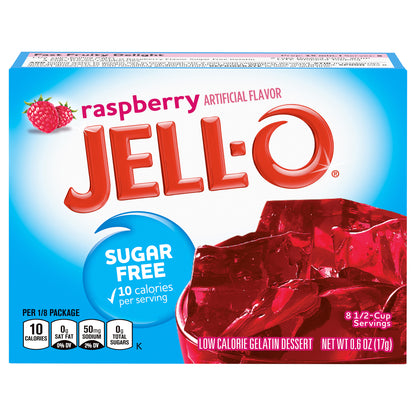 Jell-O Raspberry Sugar Free Gelatin Dessert Mix, 0.6 oz Box