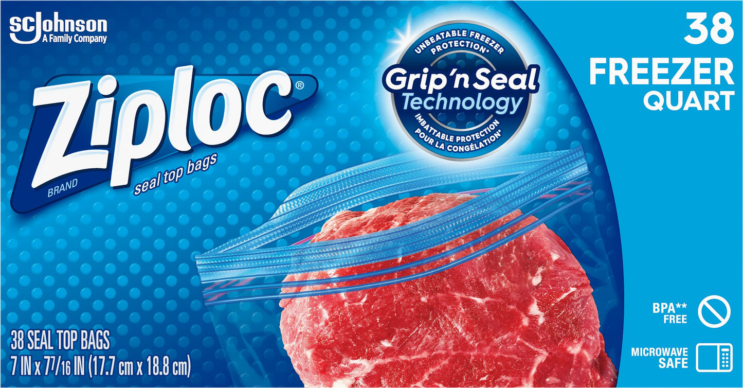 Ziploc Freezer Quart Seal Top Bags 38 ea