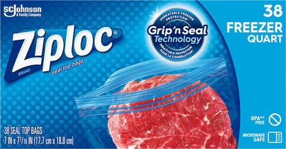 Ziploc Freezer Quart Seal Top Bags 38 ea