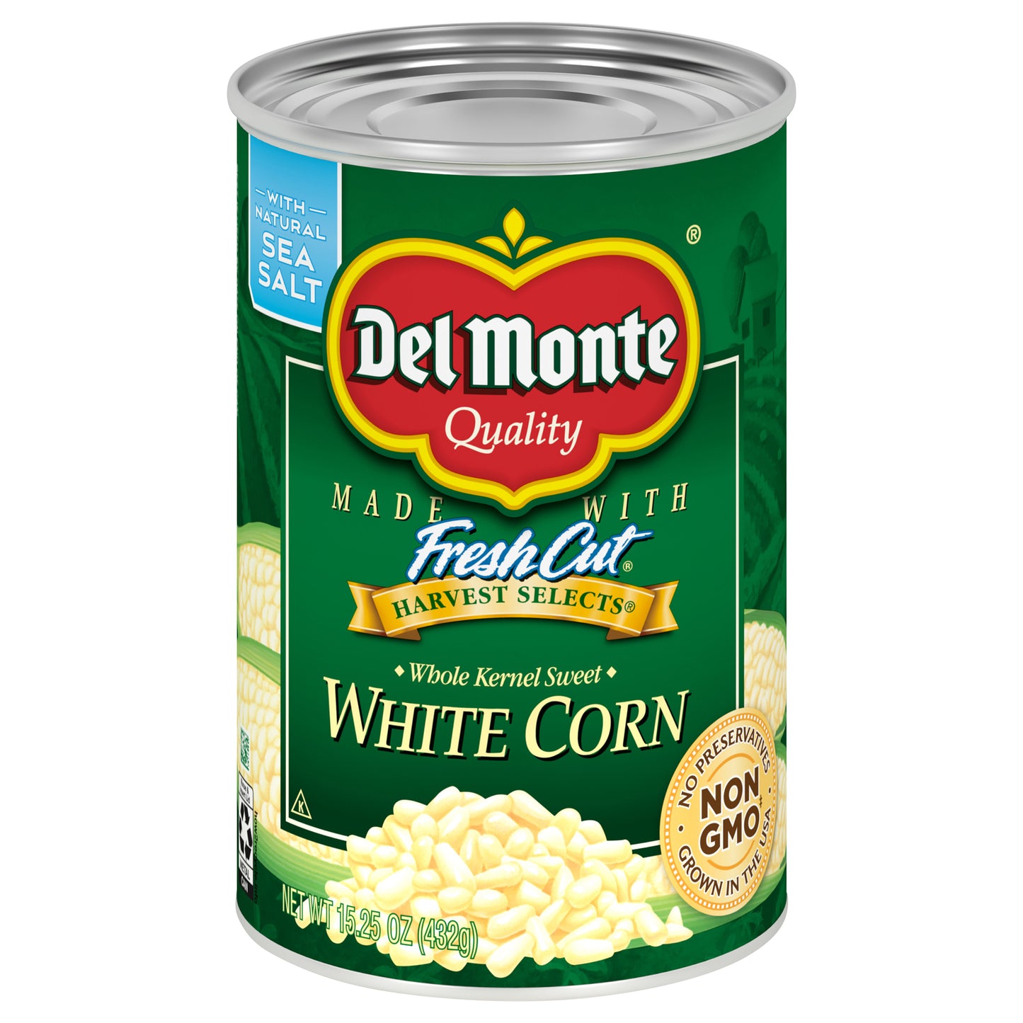 Del Monte Fresh Cut Harvest Selects Whole Kernel Sweet White Corn 15.25 oz Can