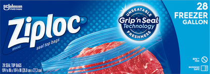 Ziploc Gallon Freezer Seal Top Bags 28 ea