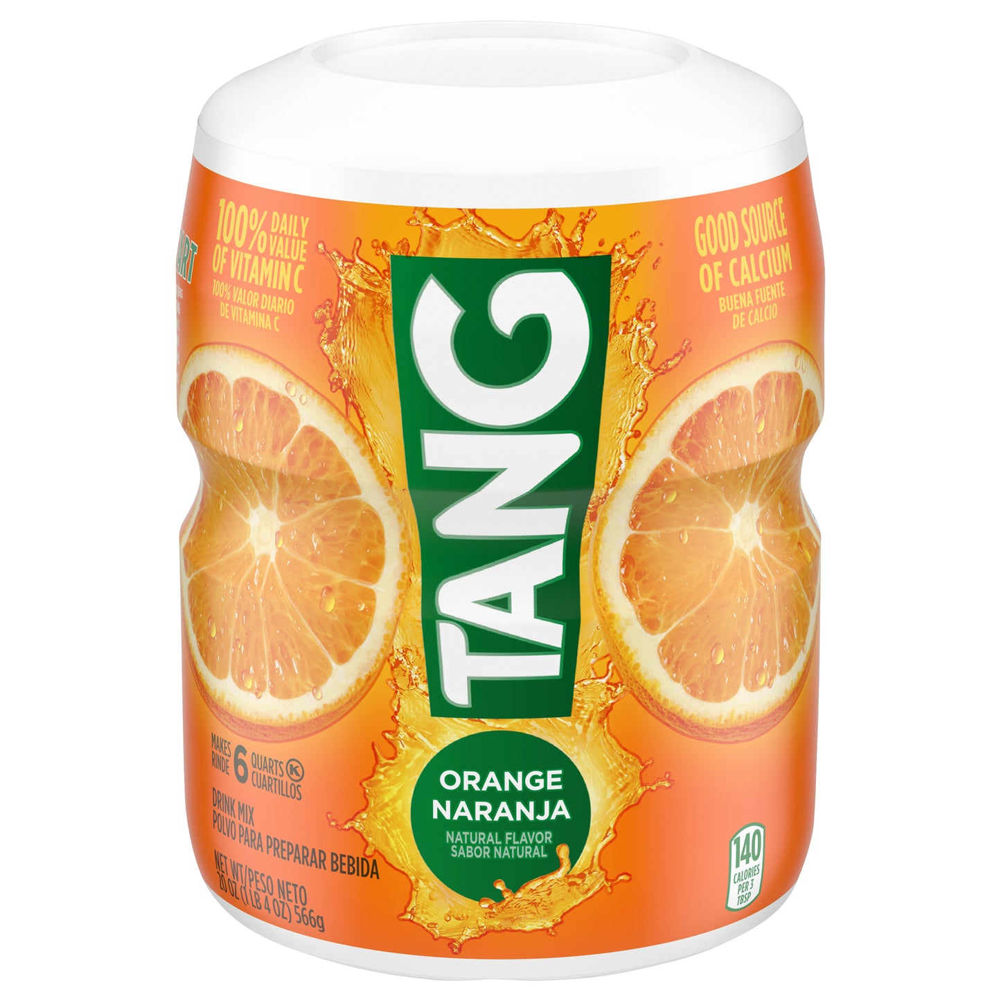 Tang Drink Powder, Orange, Vitamin C, Caffeine Free, 20 oz Jar