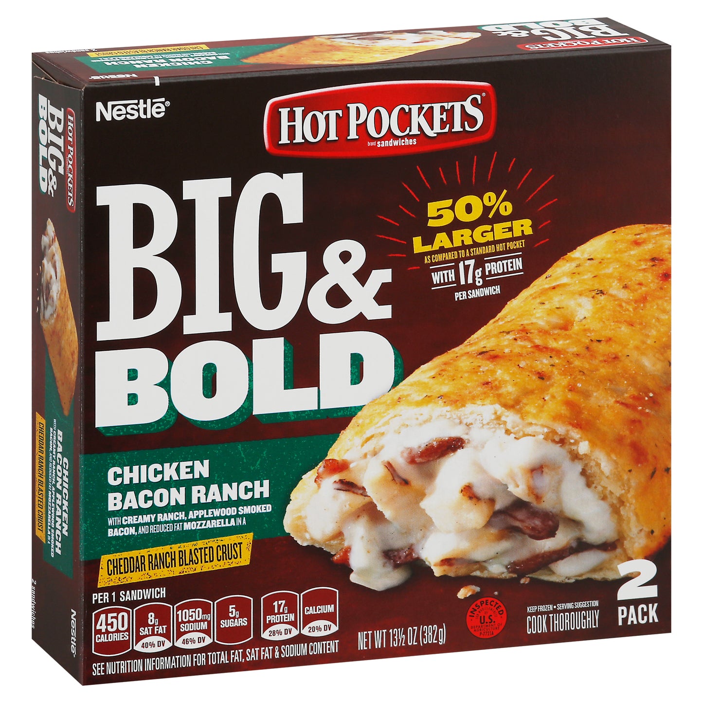 Hot Pockets Big & Bold 2 Pack Chicken Bacon Ranch Sandwiches 2 ea