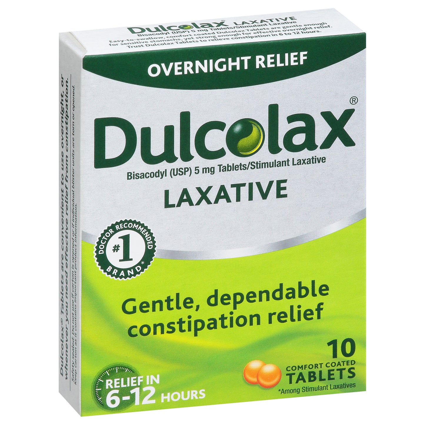 Dulcolax Overnight Relief 5 mg Laxative Comfort Coated Tablets 10 ea