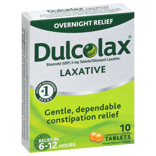 Dulcolax Overnight Relief 5 mg Laxative Comfort Coated Tablets 10 ea