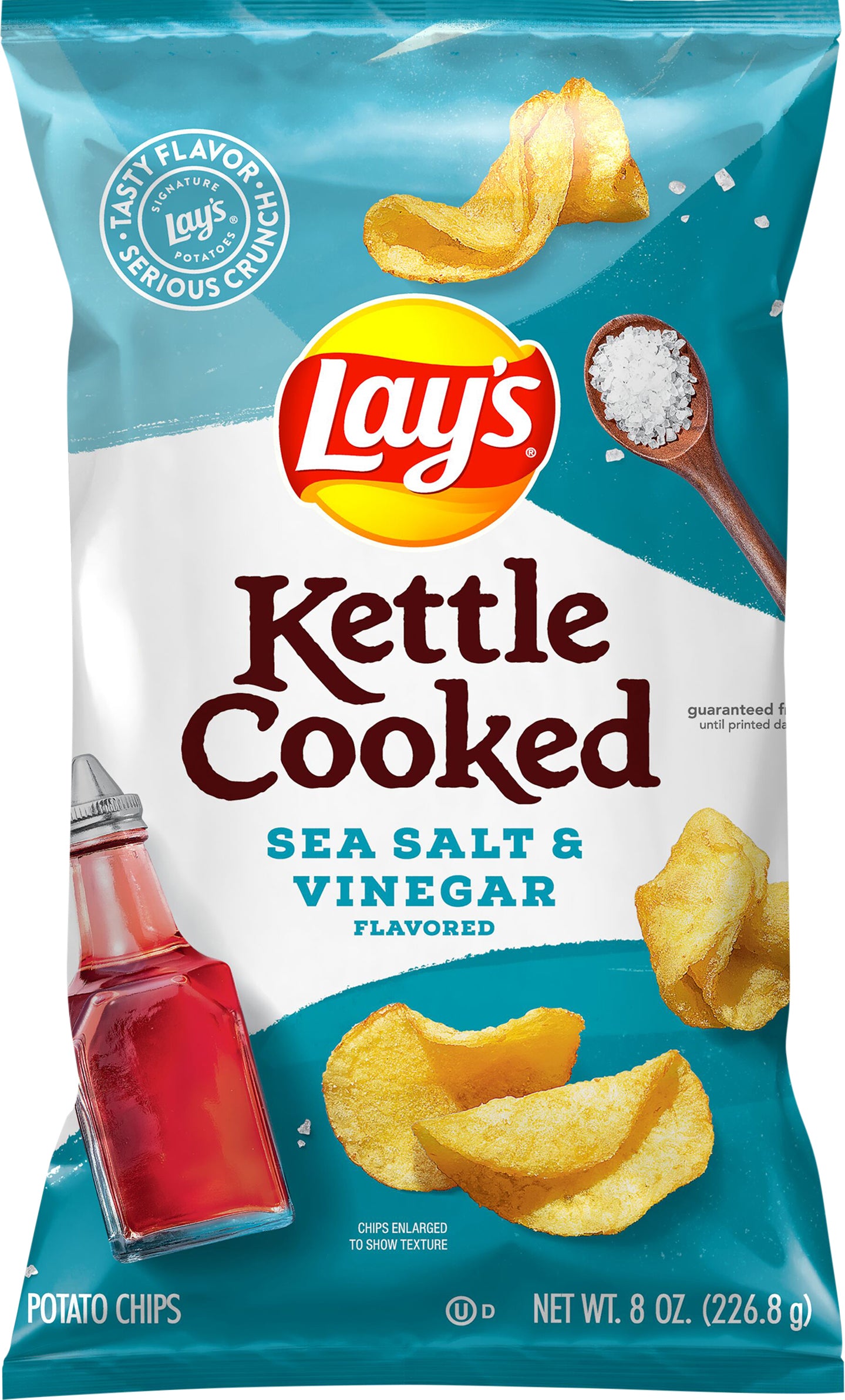 Lay's Kettle Cooked Potato Chips Sea Salt & Vinegar Flavored 8 Oz