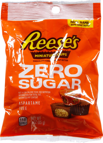 Reese's Zero Sugar Miniature Cups Chocolate Candy & Peanut Butter 3 oz