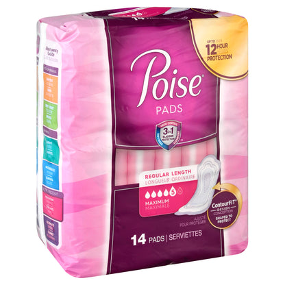 Poise Maximum Regular Length Pads 14 ea