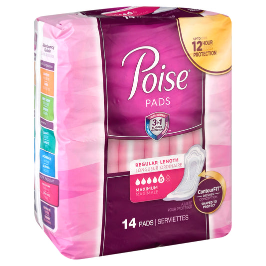 Poise Maximum Regular Length Pads 14 ea
