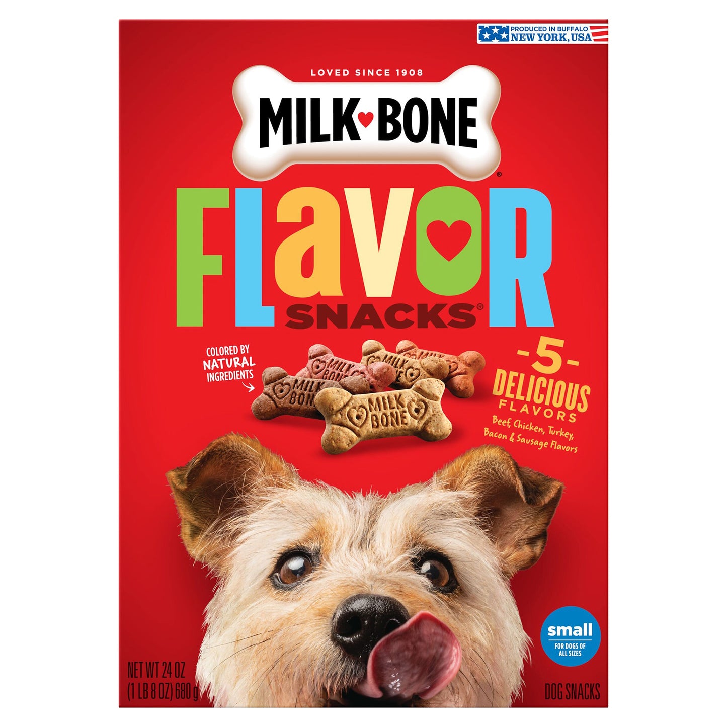 Milk-Bone Flavor Snacks Small Dog Biscuits, Flavored Crunchy Dog Treats, 24 Oz.