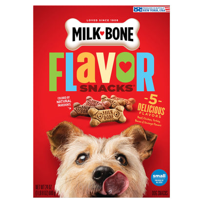 Milk-Bone Flavor Snacks Small Dog Biscuits, Flavored Crunchy Dog Treats, 24 Oz.