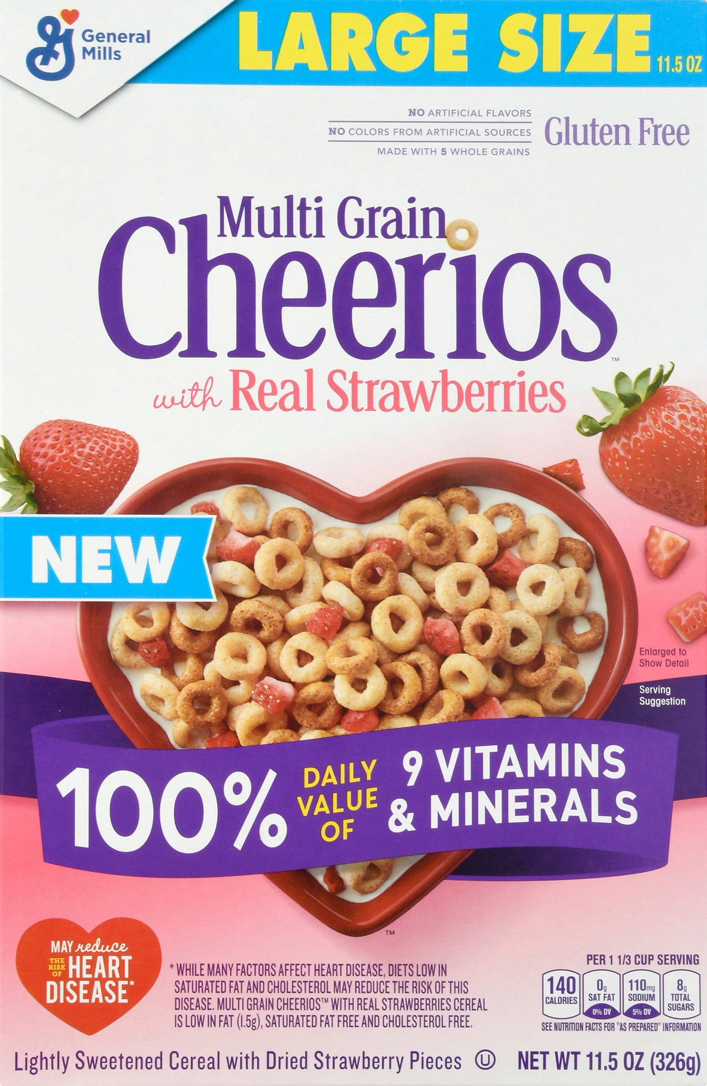 Cheerios Large Size Multi Grain Cereal with Real Strawberries 11.5 oz