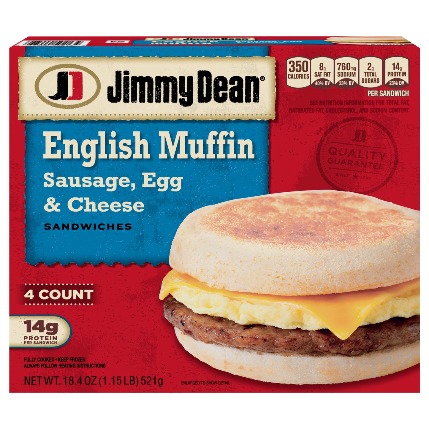 Jimmy Dean Sausage, Egg & Cheese English Muffin 4 ea