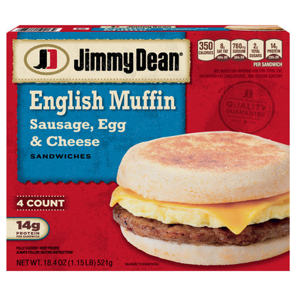 Jimmy Dean Sausage, Egg & Cheese English Muffin 4 ea