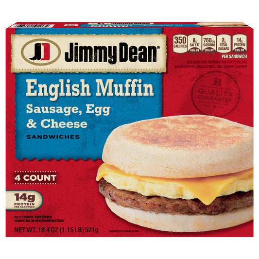 Jimmy Dean Sausage, Egg & Cheese English Muffin 4 ea