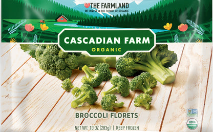 Cascadian Farm Organic, Broccoli Florets, Frozen Vegetables, Non-GMO, 10 oz Bag