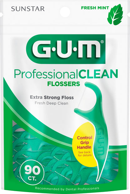 GUM Professional Clean Extra Strong Fresh Mint Flossers 90 ea