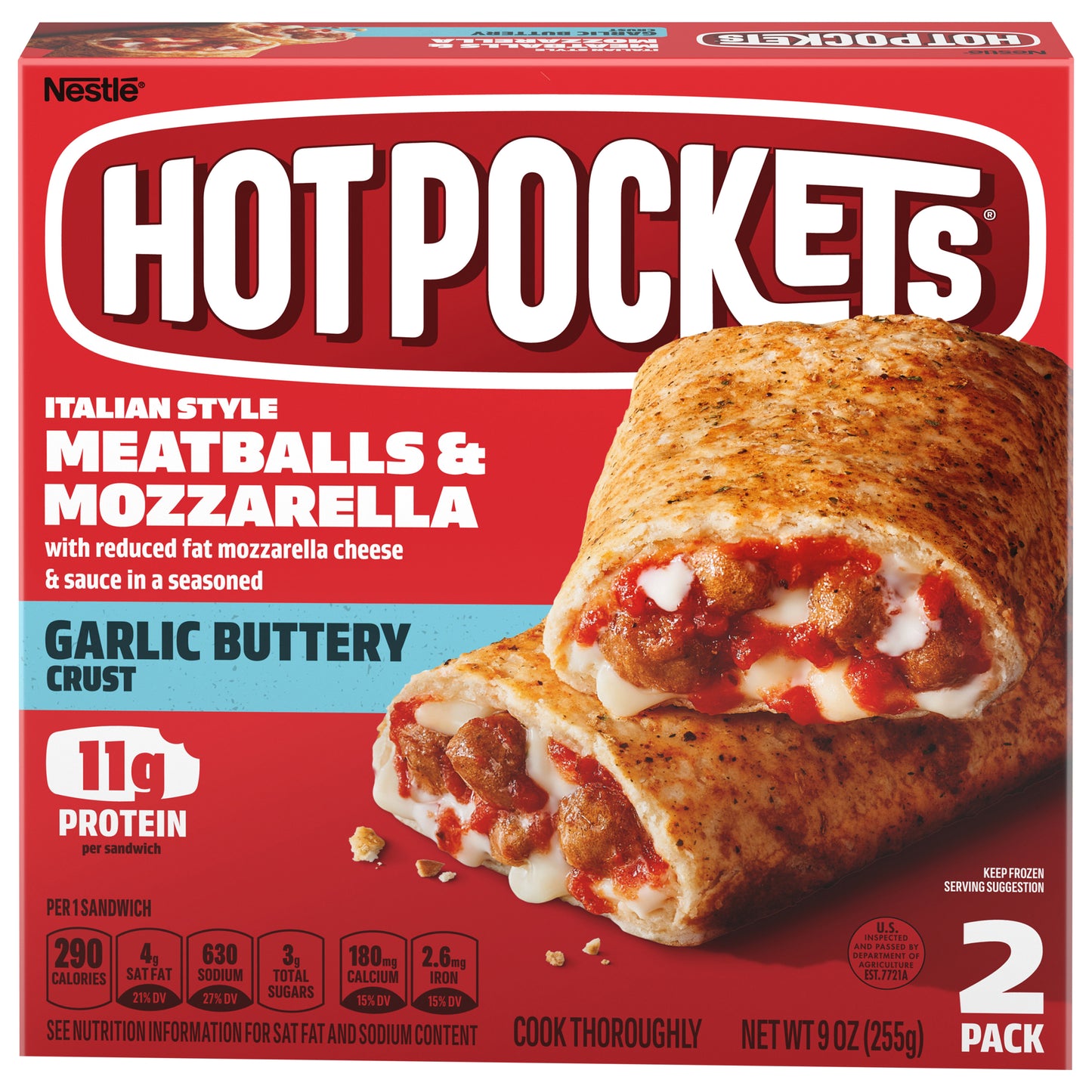 HOT POCKETS Meatballs & Mozzarella Frozen Sandwiches 2 ct Box
