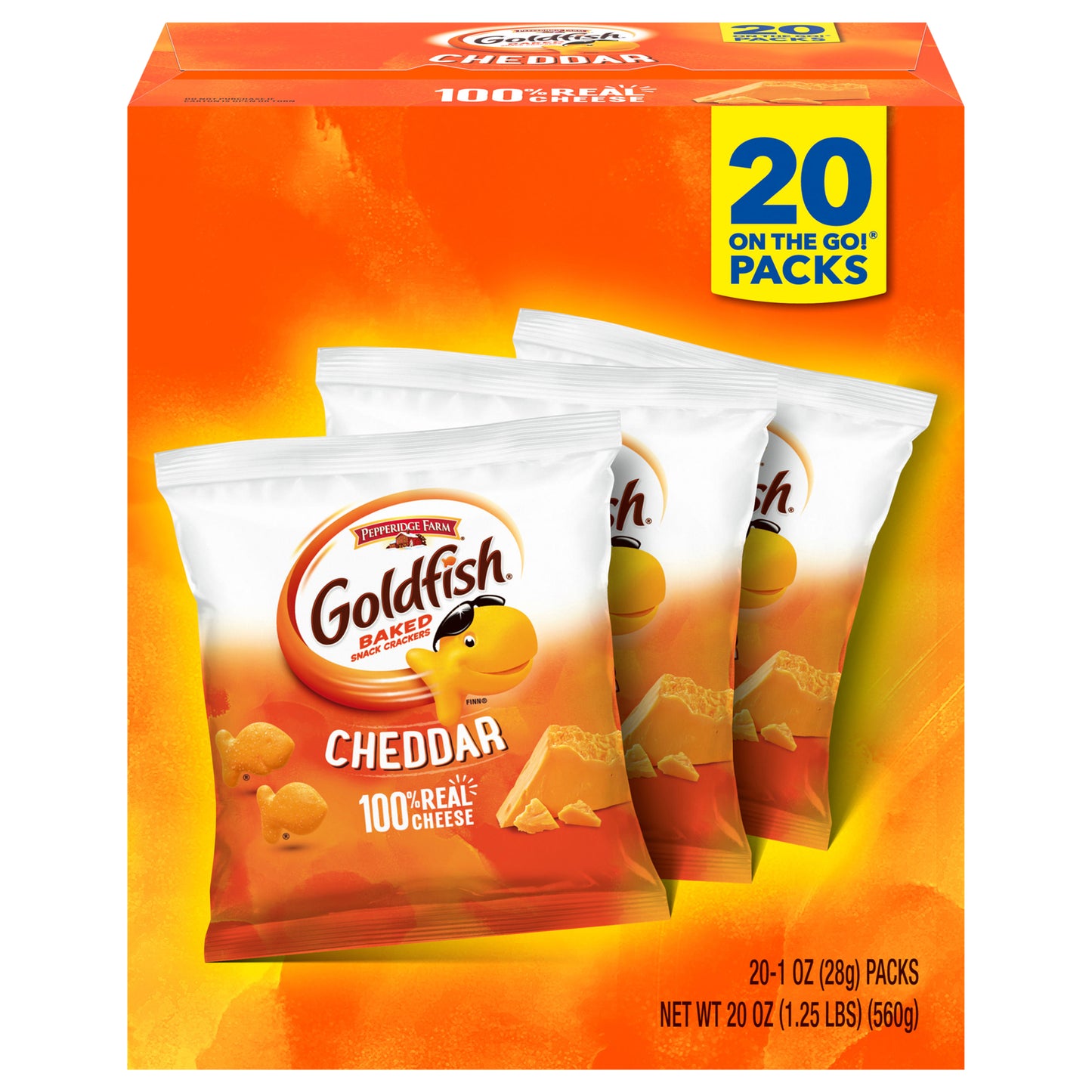 Goldfish 20 Packs Cheddar Snack Crackers 20 - 1 oz Packs