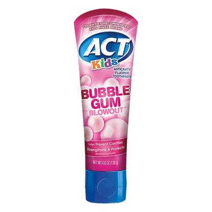 ACT Kids Anticavity Flouride Bubble Gum Blowout Toothpaste 4.6 oz