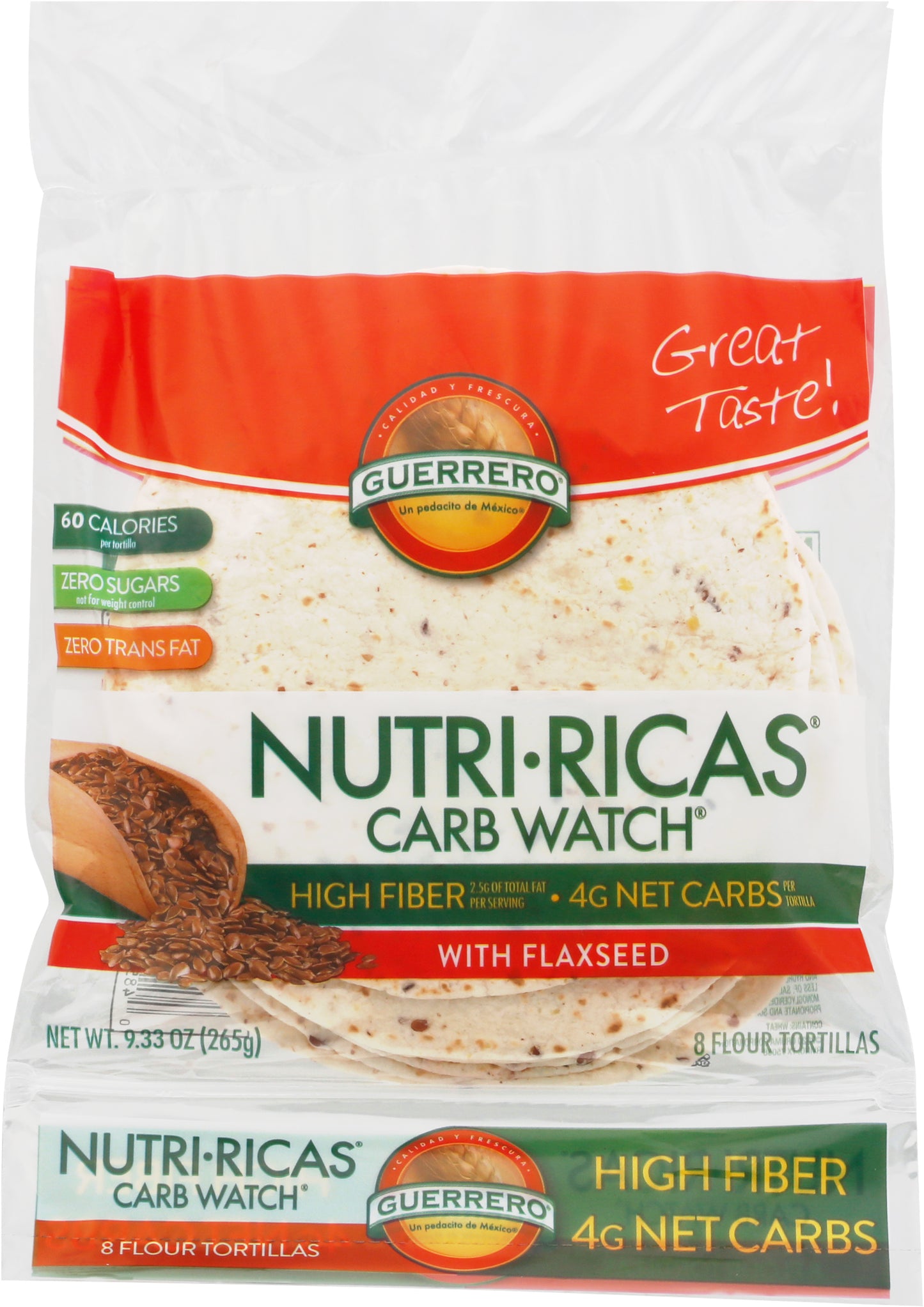 Guerrero Nutri-Ricas Carb Watch Flour Tortillas With Flaxseed 8 ea