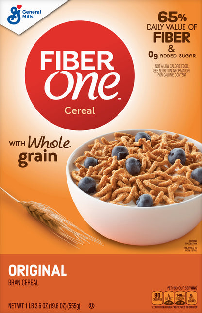 Fiber One with Whole Grain Original Bran Cereal 19.6 oz