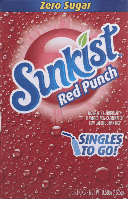 Sunkist Singles to Go! Zero Sugar Red Punch Drink Mix 6 ea Box