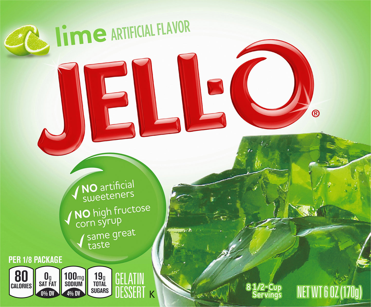 Jell-O Lime Instant Gelatin Mix, 6 oz Box