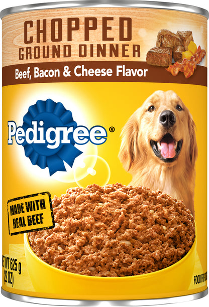 Pedigree Chopped Ground Dinner Beef, Bacon & Cheese Flavor Dog Food 625 g