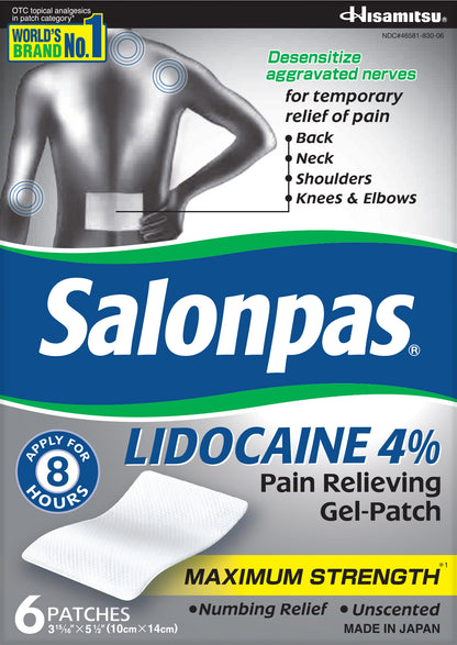 Salonpas Lidocaine Gel Patch 6ct