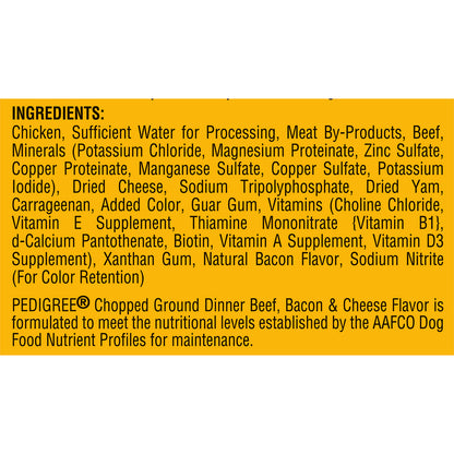 Pedigree® Chopped Ground Dinner Beef, Bacon & Cheese Flavor Dog Food 13.2 oz. Can