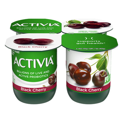 Activia Lowfat Probiotic Black Cherry Yogurt, 4 Oz. Cups, 4 Count