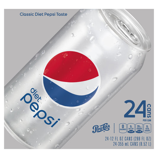 Diet Pepsi Soda Classic 12 Fl Oz 24 Count Cans