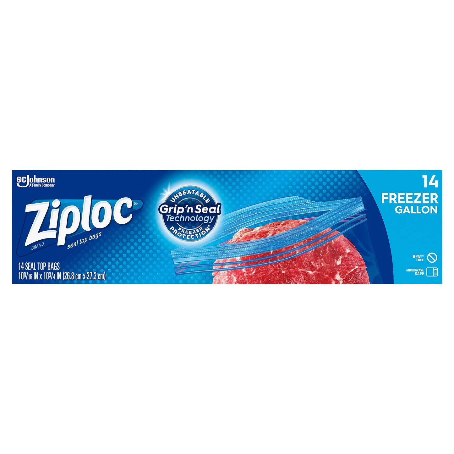 Ziploc Gallon Freezer Seal Top Bags 14 ea