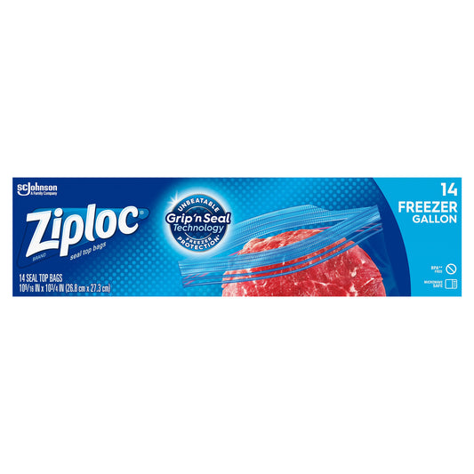 Ziploc Gallon Freezer Seal Top Bags 14 ea