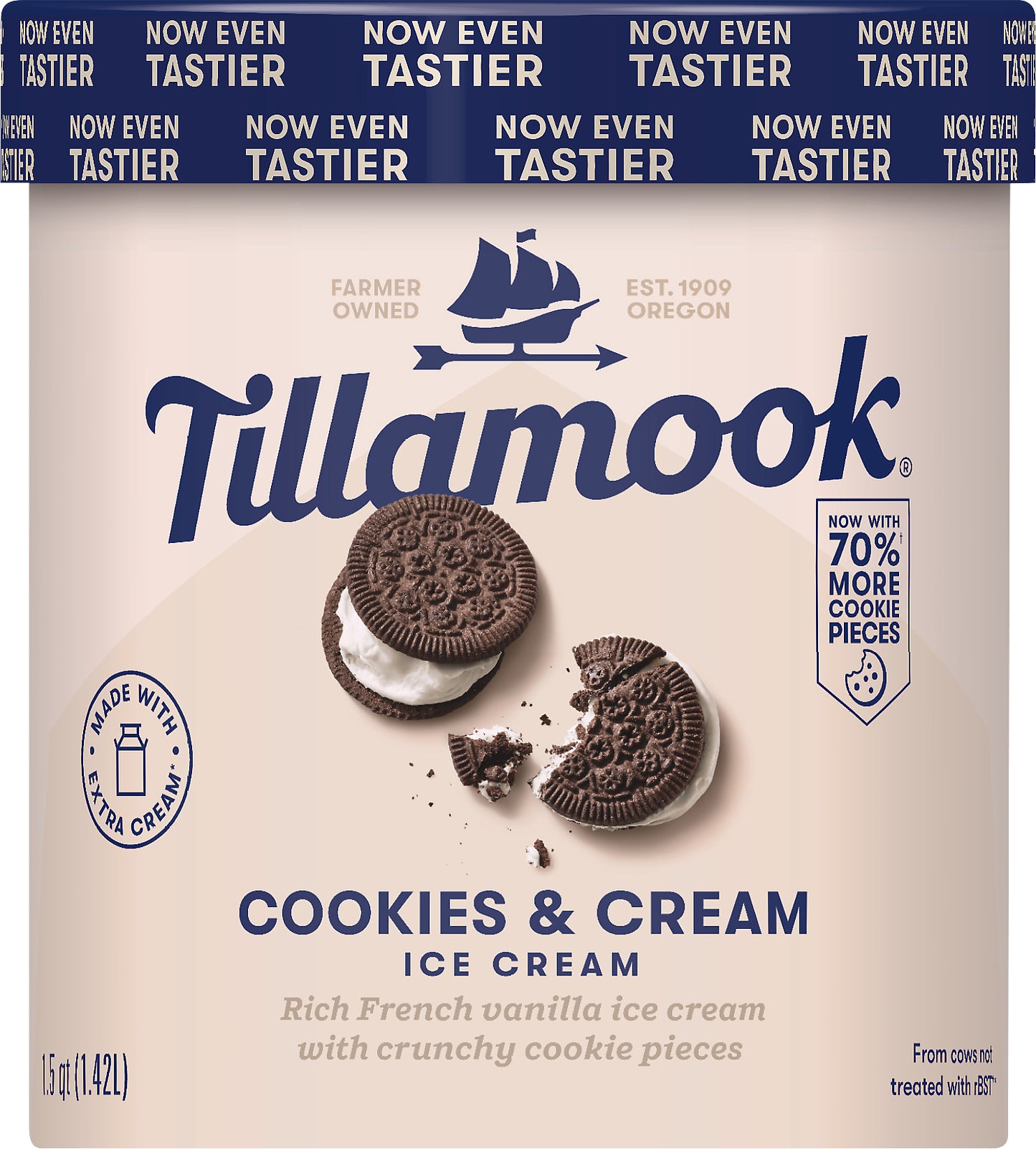 Tillamook Cookies & Cream Ice Cream 1.5 qt