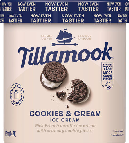Tillamook Cookies & Cream Ice Cream 1.5 qt