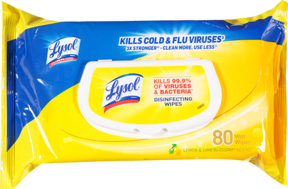 Lysol Lemon & Lime Blossom Scent Disinfecting Wipes 80 ea