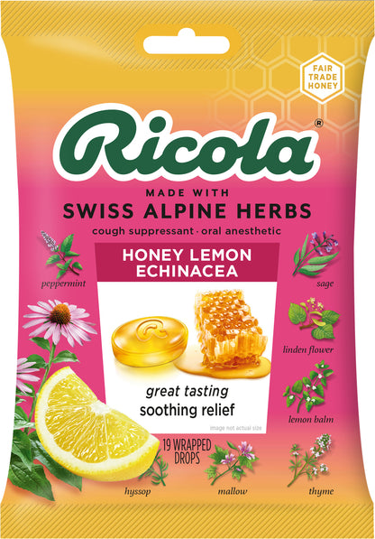 Ricola Honey Lemon with Echinacea Cough Suppressant/Throat Drops 19 ea