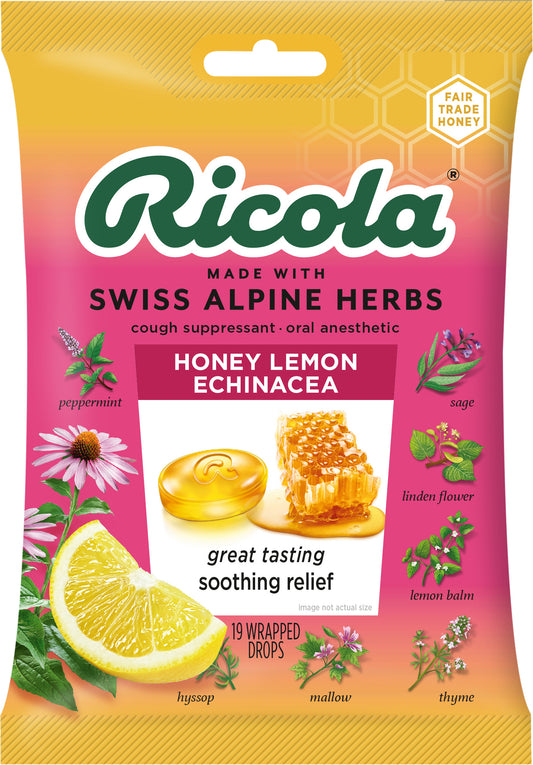 Ricola Honey Lemon with Echinacea Cough Suppressant/Throat Drops 19 ea